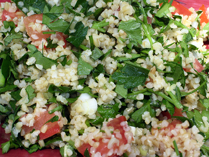 Tabbouleh served in a bowl. 
