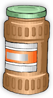 a brown jar with a green lid.