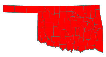 Oklahoma map showing that Bermudagrass can grow anywhere.